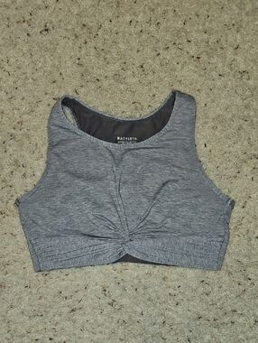 Athleta Heather Gray Twist-Front Crop Sports Bra